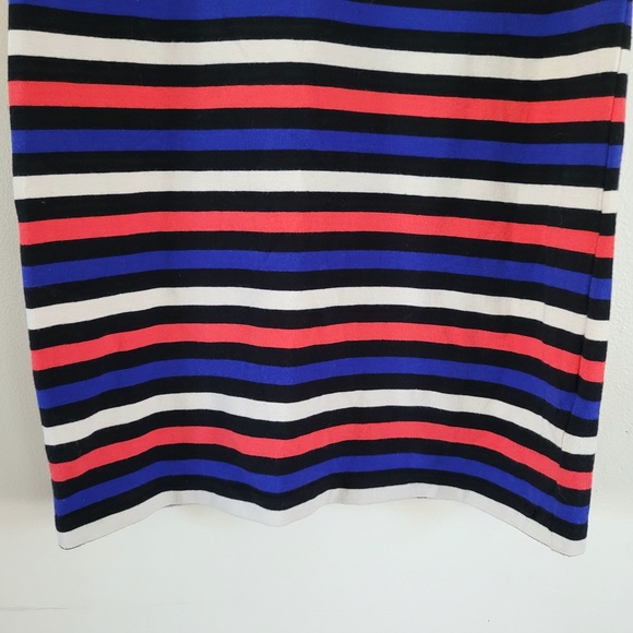 Y2K Forever 21 Striped Bodycon Dress Bows Cutout Coral Blue‎ XXI Small - Picture 8 of 12